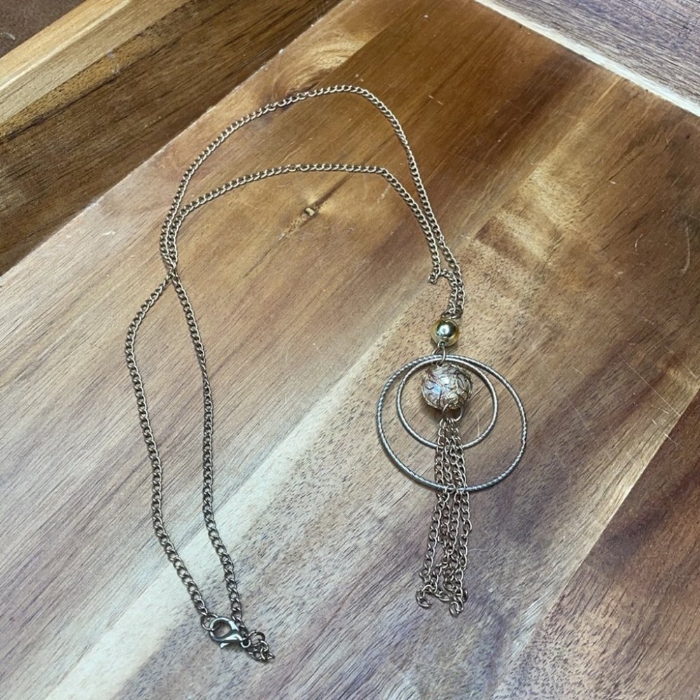 Double Hoop Tassel Long Boho Chain Necklace